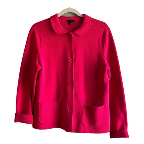 Talbots Pink Button Knit Stretch Blazer Preppy  - Size Medium - Picture 1 of 6